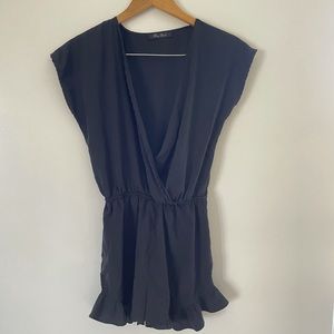 Honey punch black romper deep v neck